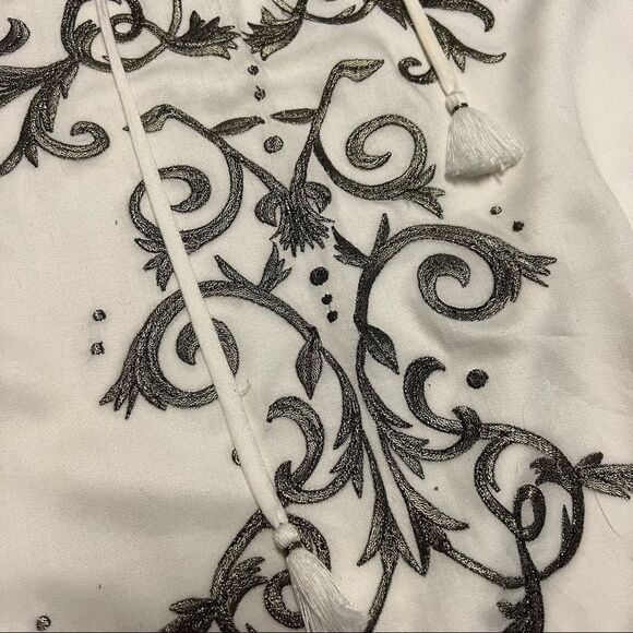 NEW Jetset Diaries Dynasty Ivory Black Embroidered Tunic Mini Dress Coverup S - Picture 12 of 12